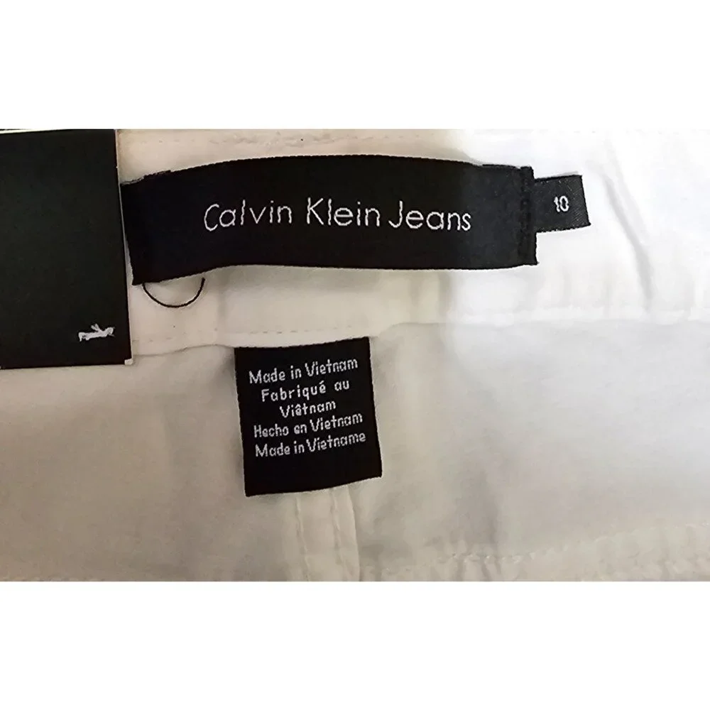 Calvin Klein Womens White Straight-Leg Trousers‎ Size 10